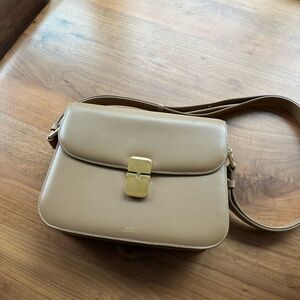 A.P.C. Grace Leather Shoulder Bag, Sand